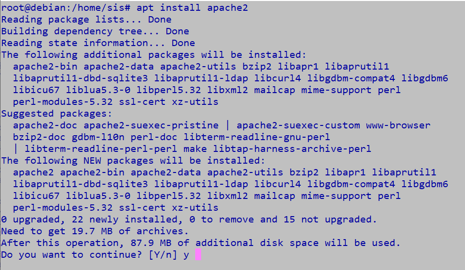 Настройка apache2 debian 11